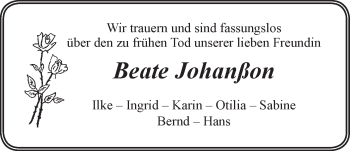 Anzeige von Beate Johanßon von LZ